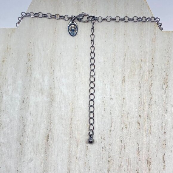 Vintage Charming Charlie Set Bib Necklace Black Clear Gun Metal Pierced Earrings - Picture 11 of 12